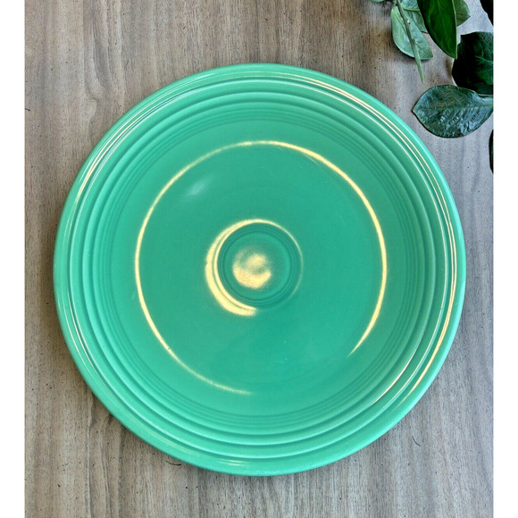 Vintage Fiesta Ware Green 14” Chop Plate Platter Unmarked Serving Dish